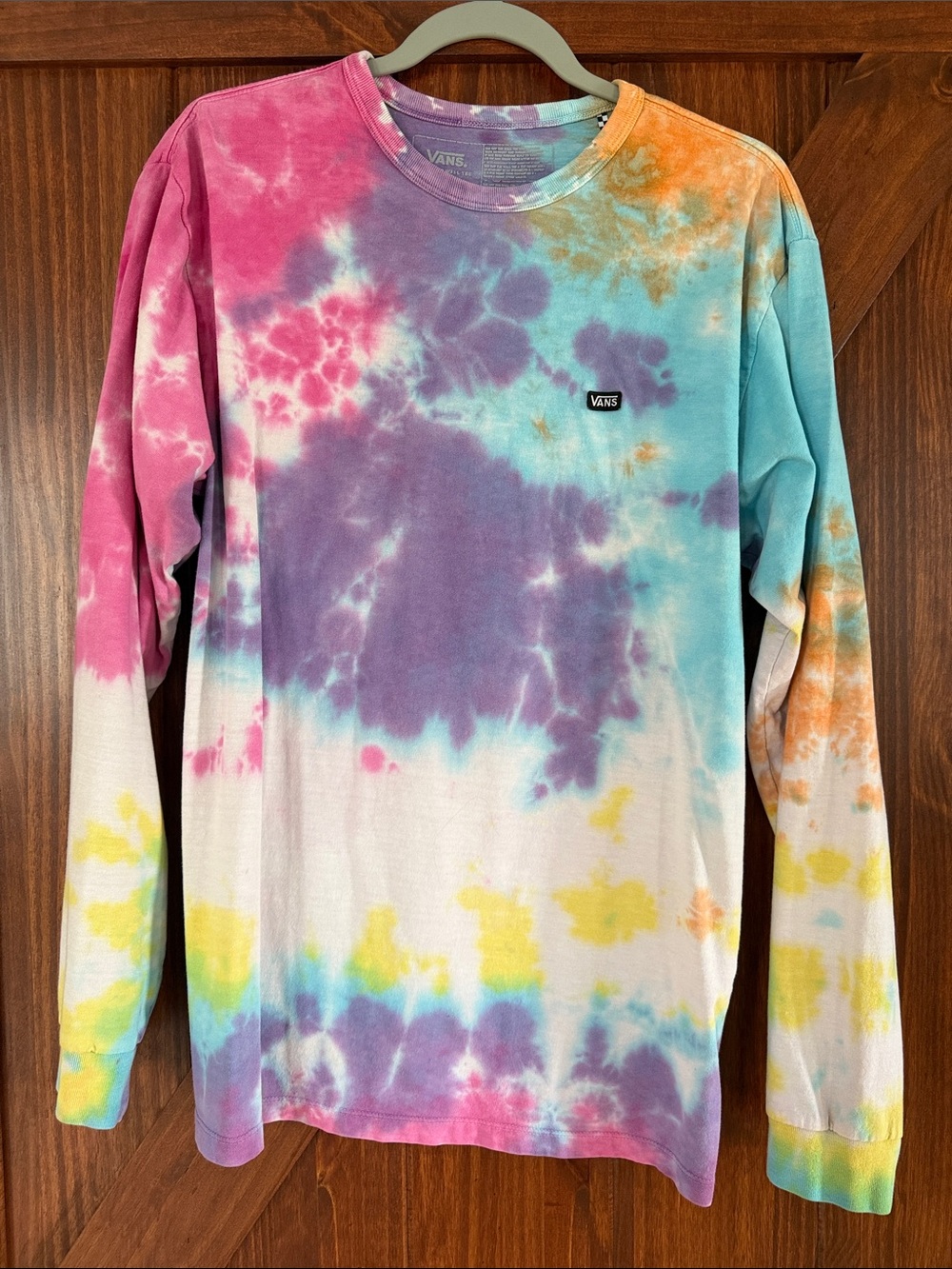 Vans Multicolor Tie-Dye Long Sleeve Tee — Pink, Purple, Blue, Yellow, Orange